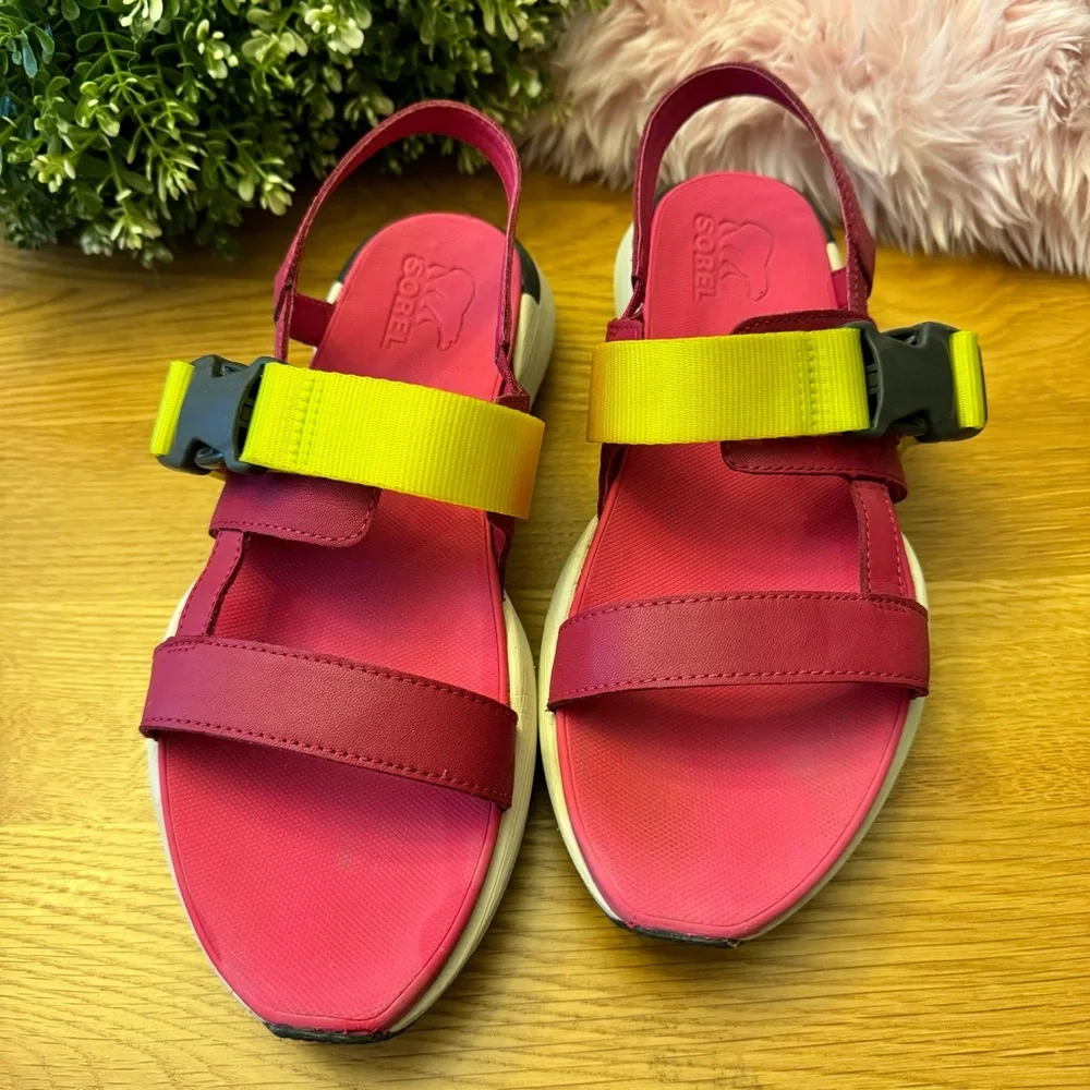 SOREL WOMEN’S SANDALS‎ SIZE 8 PINK SLING RUBBER LEATHER OUTDOOR SPORTY ACTIVE - Picture 2 of 8